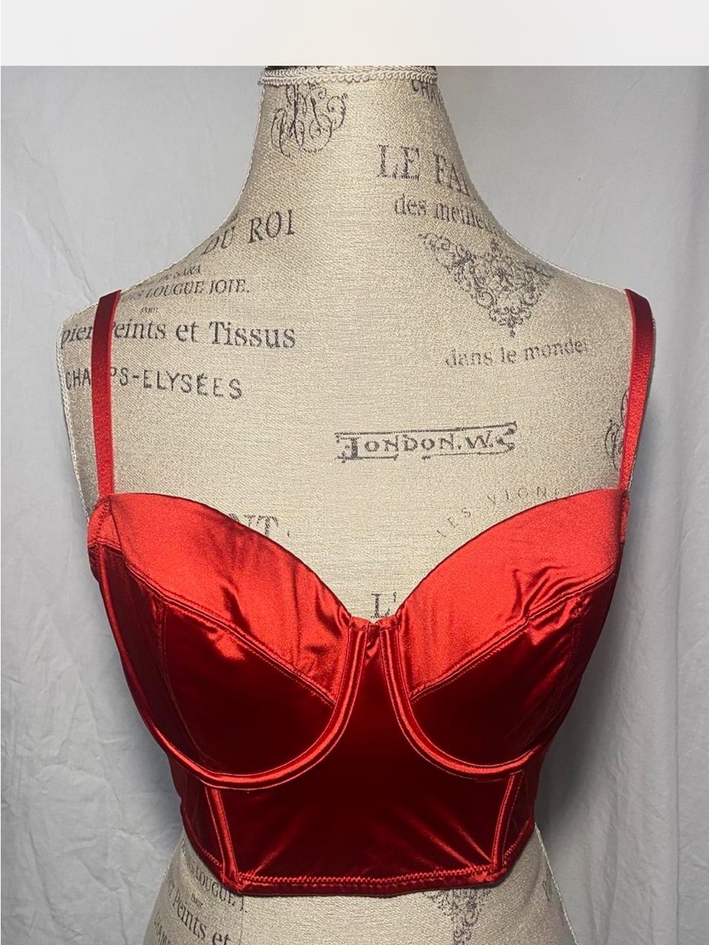 Auden Red Satin Longline Bustier Bra M/L